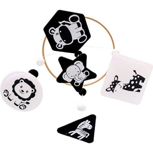 Montessori Mobile for Crib, Black and White Mobile for Baby, Neutral Baby Crib Mobile for Boys Girls, Nursery Mobiles Nursery Decor for Pack N Play, Safari
