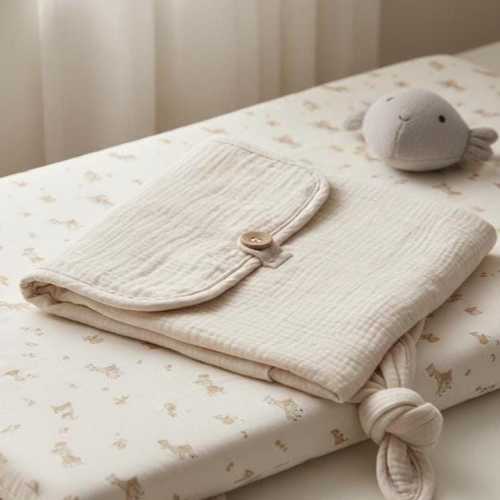 Travel Changing Pad Foldable Diaper Station Portable Mat Waterproof Changing Mat Organic Cotton Muslin Baby Essential Gift Gender Reveal