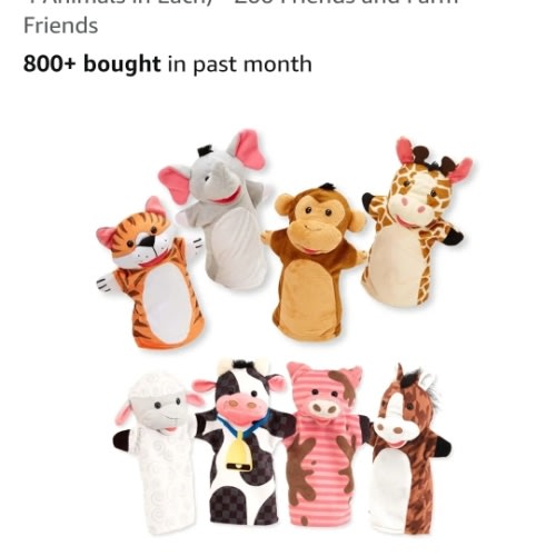 Amazon.com: Melissa & Doug Animal Hand Puppets (Set of 2, 4 Animals in Each) - Zoo Friends and Farm Friends : Toys & Games