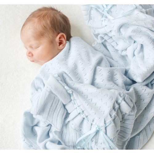 Pointelle Knit Ruffle Blanket