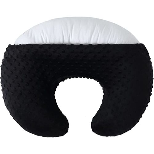 Nursing Pillow and Positioner Breastfeeding and Bottle Feeding, Propping Baby, Tummy Time, Sitting Support for Baby Boy and Baby Girl, with Removable Dots Cover (Black)