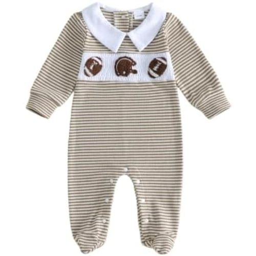 Bagilaanoe Newborn Baby Boy Footie Romper Waffle Knit Outfit Fall Jumpsuit