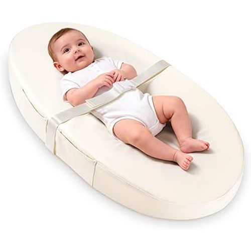 Vegan Leather Baby Changing Pad with Wipeable & Waterproof PU Cover, Standard Size Cozy Diaper Changing Pad Diaper Changing Pad for Dresser and Table, Large Cushioned Foam, Beige