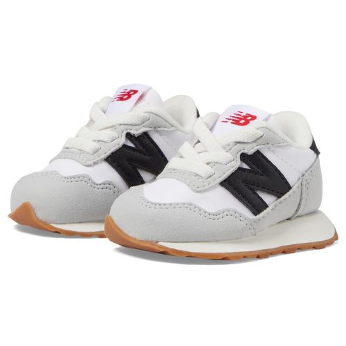 New Balance Kids 237 Bungee Sneaker, WHITE/BLACK, 8 M Toddler (1-4 Years)