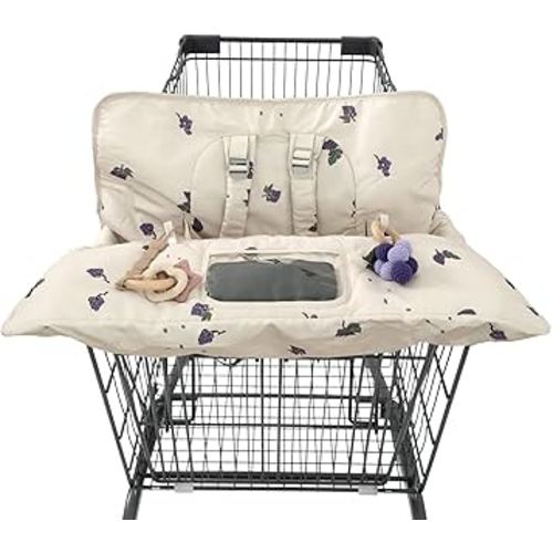 Shopping Cart Cover for Baby 2 in 1 High Chair Covers for Restaurant Comfortable Grocery Cart Seat Covers for Infant, Toddler Universal Suitable for Most Shopping Carts Machine Washable, Grape