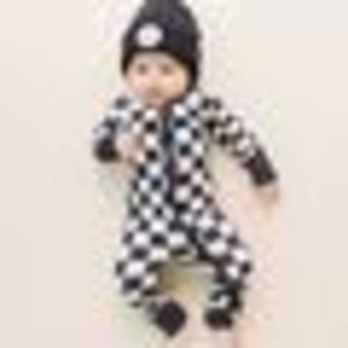 Bamboo Zip Romper | Black Checkered