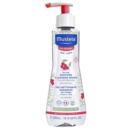 Mustela Baby Soothing Cleansing Water - No-Rinse Micellar Water for Very Sensitive Skin - with Natural Avocado & Schizandra Berry - Fragrance Free & EWG Verified - 10.14 fl. oz.
