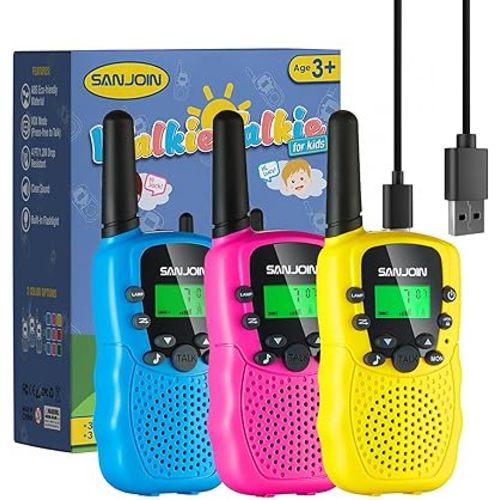 Walkie Talkies for Kids Rechargeable, 2000 mAH Last 3-4 Days 2 Way Radios Toys for 3-12 Year Old Boys Girls to Outside, Camping, Hiking Christmas Birthday Holiday Stocking Stuffers Presents