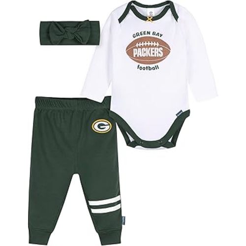 Gerber NFL baby-girls 3-piece Onesie Bodysuit, Pants & Headband Set