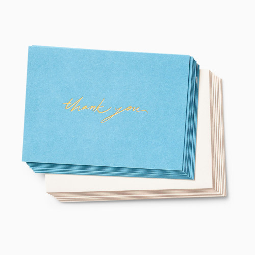 Paper Source Aqua Thank You Card Set (10)