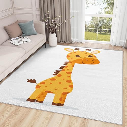 Giraffe Rug for Nursery - 2x3 Rug - Giraffe Rug - Cute Cartoon Safari Area Rug - Kids Baby Nursery Rugs - Kawaii Zoo Animal Carpet - Home Decor