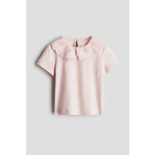 TOP WITH EYELET-EMBROIDERED COLLAR