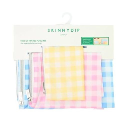 Skinnydip Multiple Use Pouches Lightweight Toiletry Bag Set - Gingham