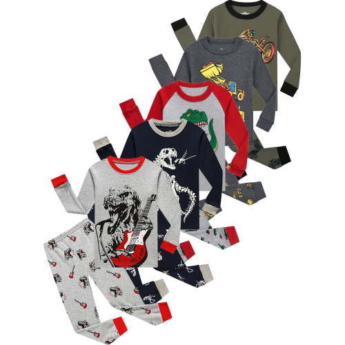 ATAIKU Kids Boys 100% Cotton Rock Dinosaur Sung Fit Sleepwear Toddler Pajamas 2pcs Pjs Set 5T