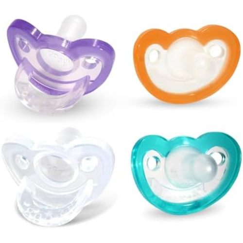 RaZbaby Jollypop Pacifier for Babies 3 Months and Up, USA Made, Natural Shaped Orthodontic Binky, Lovingly Shared in NICUs & Hospitals Worldwide, Medical-Grade 100% BPA-Free, 0-3m (Variety, 4 Count)