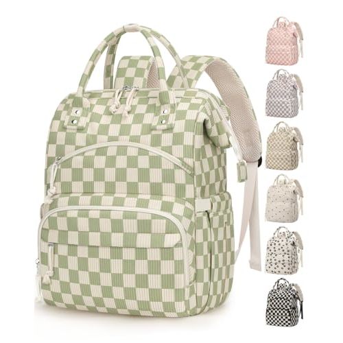 Corduroy Diaper Backpack for Mom,Travel Baby Diaper Bag for Grirls&Boys | Mommy Bag with Insulated Pockets,Stroller Straps,Water Resistant Travel Essentials Baby Bag for Hospital Daycare,Strawberry