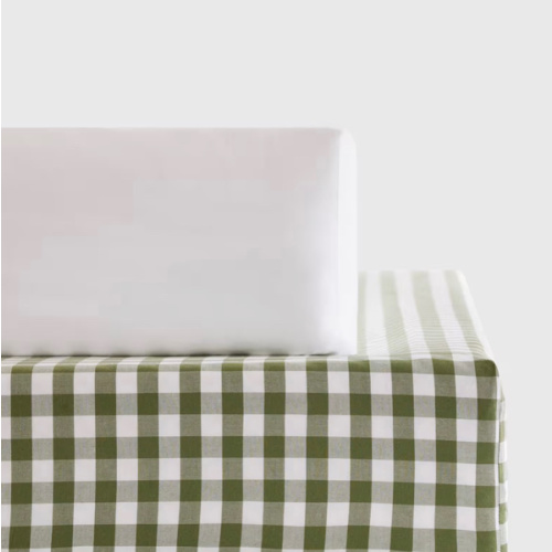 Organic Percale Gingham Crib Sheet 2-Pack in Olive