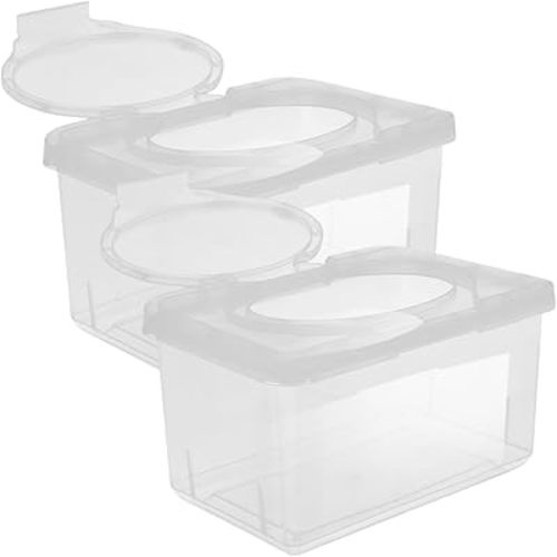 TOYANDONA 2pcs Refillable Baby Wipes Dispenser Box with Lid - Plastic Container Transparent Wipe Holder for Nursery Bathroom and Travel