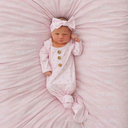 Sweet Heart Newborn Baby Knot Gown & Hat Set | Caden Lane