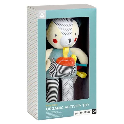 Amazon.com: Petit Collage Organic Busy Bear Activity Toy – Handmade Teddy Bear Stuffed Animal for Babies and Toddlers, Entertains with Gentle Developmental Activities : Toys & Games