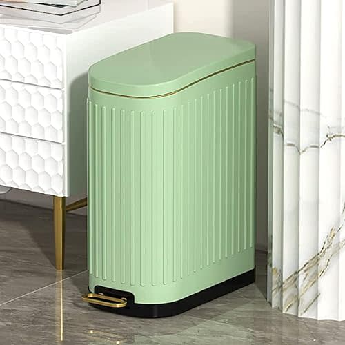 Doyingus Trash Can with Lid Soft Close 2.6 Gal, Small Stainless Steel Step Trash Bin for Bathroom, Slim Garbage Can with Inner Wastebasket for Bedroom, Office (Green)