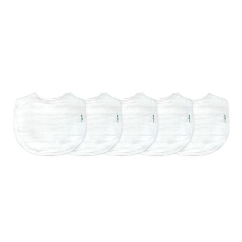 green sprouts Organic Cotton Muslin Bibs 5pk - White