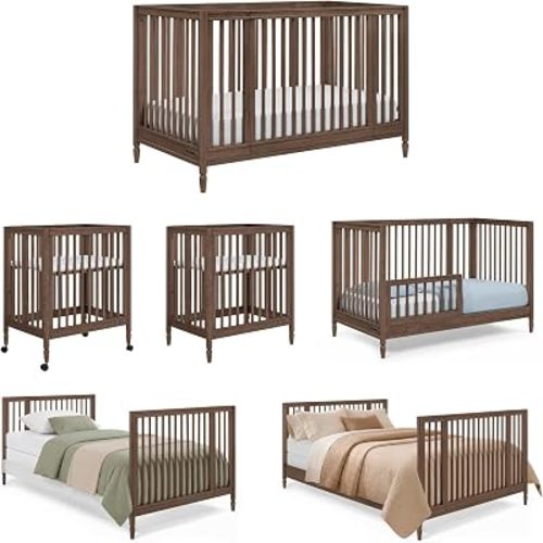 Delta Children Jalen Grow with Me 9-in-1 Convertible Crib, Teak Brown