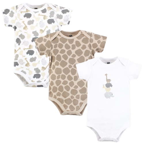 Hudson Baby Infant Boy Cotton Bodysuits, Safari Friends, 3-6 Months