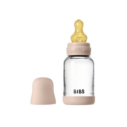 Bibs Baby Glass Bottle with Latex Nipple - 120ml - Blush