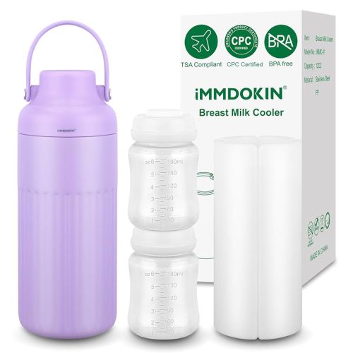 Compact Breast Milk Cooler Bottle, 12oz Portable Breastmilk Cooler with 2 Storage Bottles, 30H Cold Storage Breast Milk Chiller for Travel & Outdoor Use, Leakproof Reusable for Breastfeeding Moms