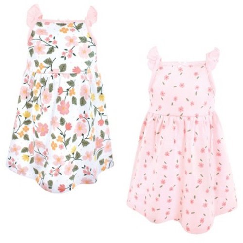 Luvable Friends Hudson Baby Sleeveless Dresses 2pk, Pink Blossom Floral, 6-9M