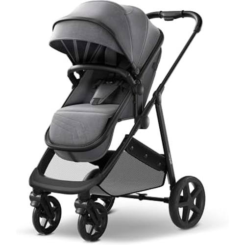 Amazon.com: Mompush Wiz 2-in-1 Bassinet Stroller Reversible Seat, One-Hand Fold, Grey | Newborn to toddler, large wheels with suspension, multi-position recline, UPF 50+ canopy, large basket, cup holder included