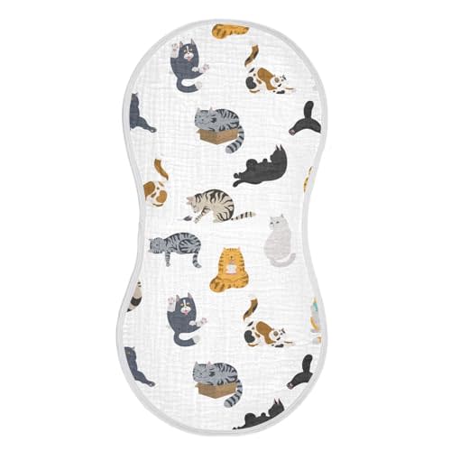 vvfelixl Muslin Burp Cloths Cartoon Cat Baby Washcloths for Baby Girl Boys 2 Pack