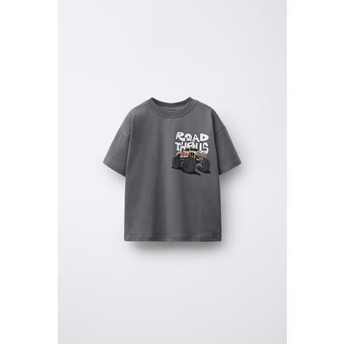 CAR PRINT T-SHIRT - Dark gray | ZARA United States