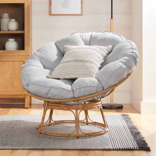 Free Shipping! Better Homes & Gardens Papasan Accent Chair, Gray Linen, 43.7 in L x 39.4 in W x 32.7 in H