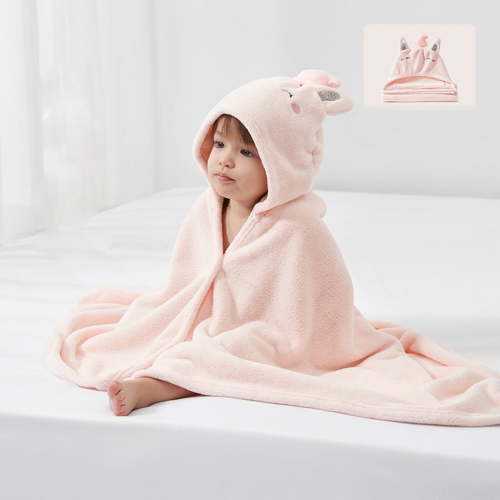 Liyufly Baby Bath Towel, Absorbent Large Hooded Towel for Kids, Newborn, Babie, Toddler, Infant, Pink Animal, 23.6 x 47.2 inch