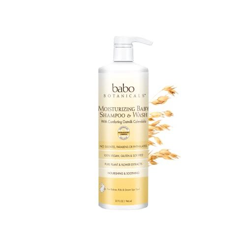 Babo Botanicals Moisturizing Oat & Calendula 2-in-1 Shampoo & Wash - For Dry or Sensitive Skin - For all ages - Lightly Scented - Vegan - Various Sizes