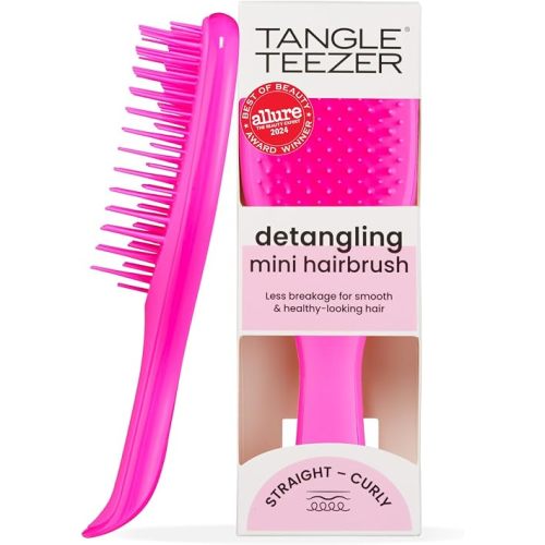 Tangle Teezer Ultimate Detangler Brush, Eliminates Knots & Reduces Breakage, Travel-Size Mini Hair Brush for Straight to Wavy Hair Types, Runway Pink