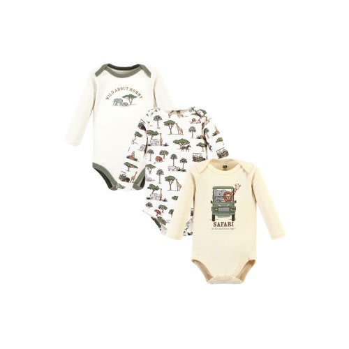 Essential Long-Sleeve Cotton Bodysuit Triple Set, 3-6M