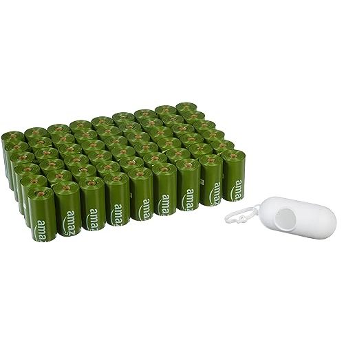 Amazon Basics - Leak Proof Dog Poop Bags with Dispenser and Leash Clip, Unscented, 13 x 9 Inches - 810 Count (15 Bags per Roll, 54 Rolls)
