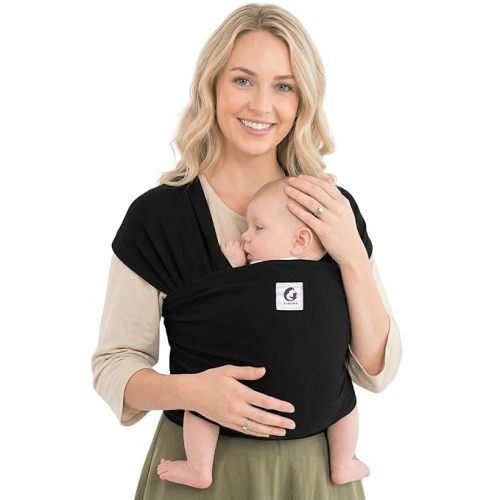 ELDOMA Black Baby Wrap Carrier - Lightweight, Breathable Baby Sling, Hands Free Baby Carrier Sling, Baby Carriers from Newborn to Toddler, (7-35 lbs / 3-15kg)