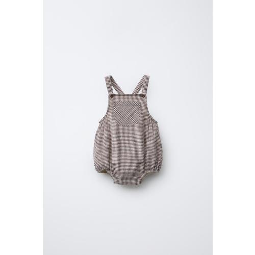 PLAID ROMPER - Brown / Ecru | ZARA United States