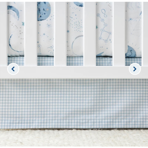 Ditsy Gingham Classic Cool Organic Cotton Percale Tailored Crib Skirt