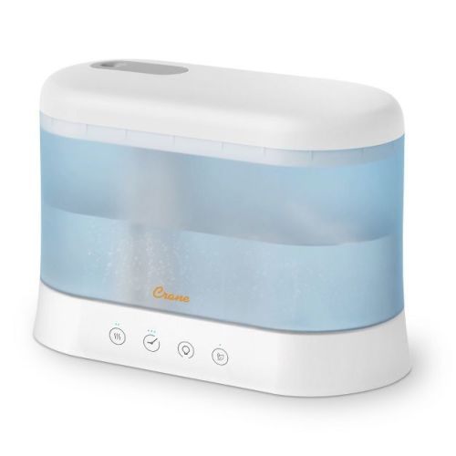 Crane 0.5 Gallon Top Fill Cool Mist Humidifier & Essential Oil Diffuser, Whisper-Quiet, 15-Hour Run Time, Night Light, Small Room Air Humidifier