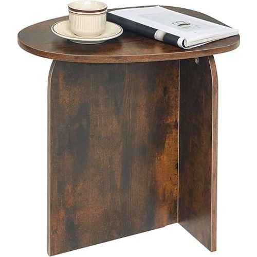 AWASEN Side Table, Small Triangle End Table Living Room, Modern Accent Table with Unique Tabletop, Mini Bedside Table for Small Spaces, Rustic Brown
