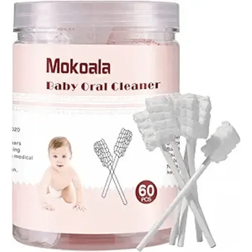 60Pcs Baby Tongue Cleaner, Baby Toothbrush, Disposable Infant Mouth Cleaner, Soft Gauze Toohthbrush Toddler Oral Cleaning Stick Dental Care for 0-36 Month Newborn