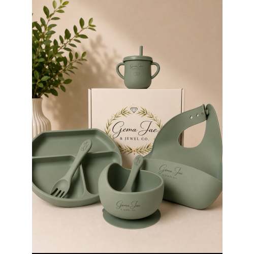 Silicone Kids Dining Set HUNTER GREEN