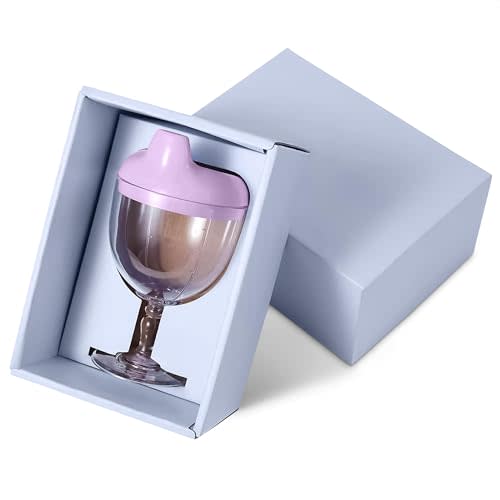 VIKROM Baby Wine Sippy Cup for Toddlers – Spill-Proof Goblet 5 oz with Lid, Fun Stemware Design, Easy-Grip Pretend Baby Wine Glass Sippy Cup for Toddler Parties, Playtime, Everyday Drinks and Gifts