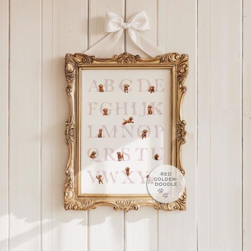 Goldendoodle Puppy Alphabet Poster