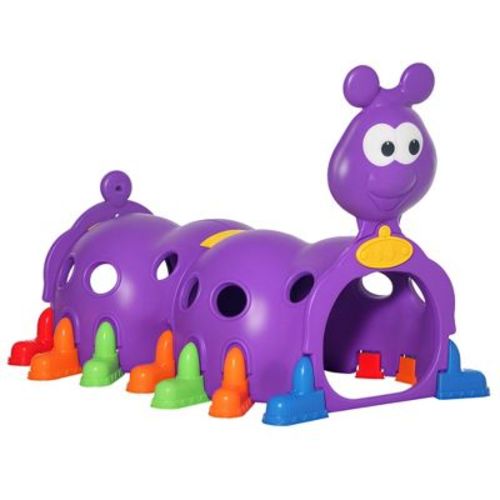 Qaba Caterpillar Climbing Tunnel for Kids Climb-N-Crawl Toy Indoor & Outdoor Toddler Play Structure for 3-6 Years Old, Purple